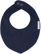 Palm Angels Baby Navy Curved Logo Bib