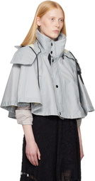 Burberry Blue Bleached Cotton Hooded Capelet Jacket