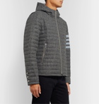 Thom Browne - Striped Quilted Donegal Wool Hooded Down Jacket - Gray