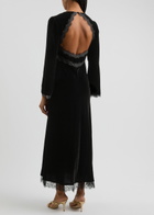 Rixo Alesha Lace-trimmed Velvet Maxi Dress Black