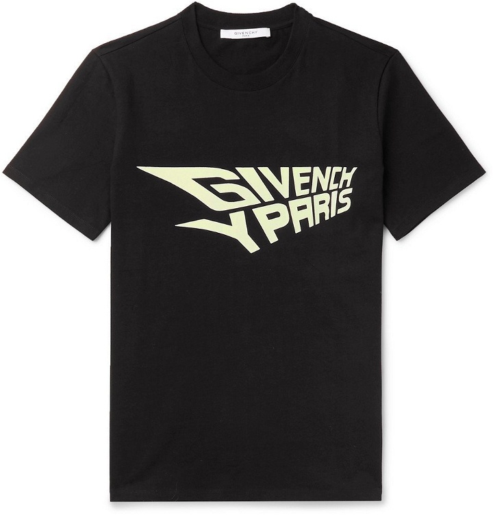 Photo: Givenchy - Glow-in-the-Dark Logo-Print Cotton-Jersey T-Shirt - Black