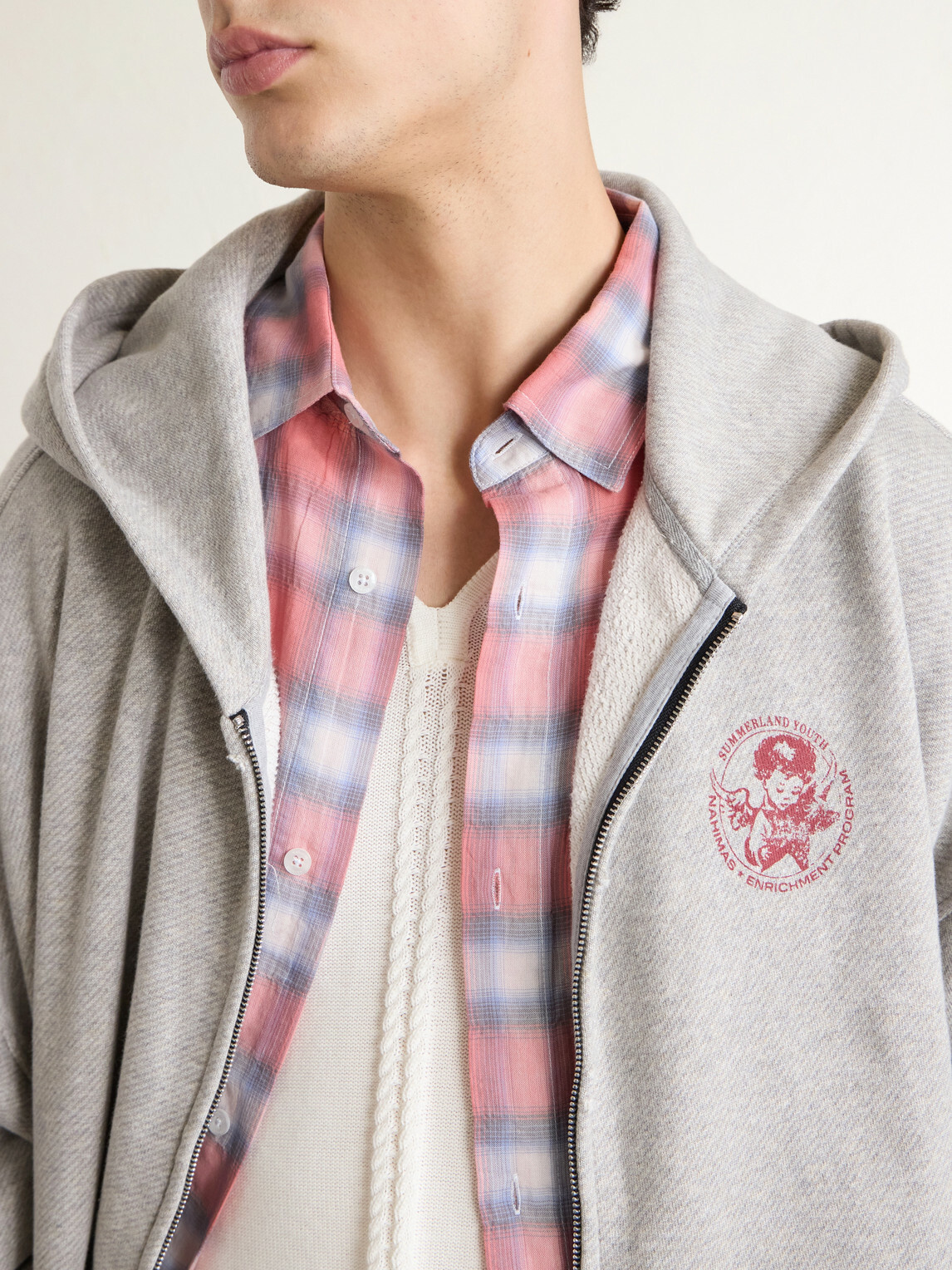 NAHMIAS - Youth Enrichment Logo-Print Cotton-Jersey Zip-Up Hoodie - Gray