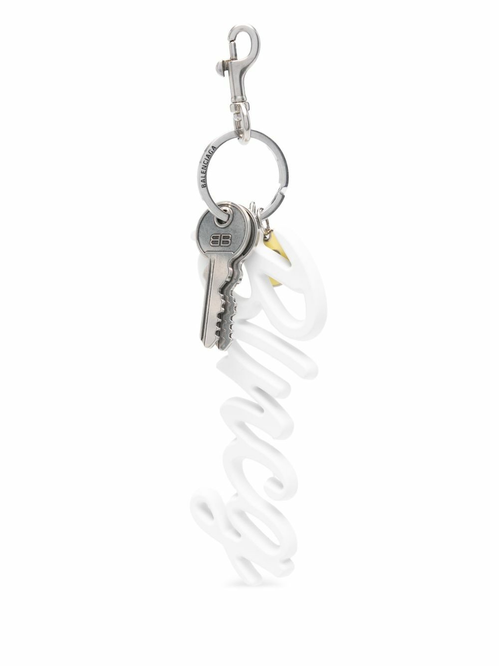 【BALLENCIAHA】BB Keyring BB bow-detail leather keychain in pink - Balenciaga | Mytheresa