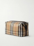 Burberry - Logo-Appliquéd Leather-Trimmed Checked Coated-Canvas Wash Bag