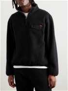Cherry Los Angeles - Ripstop-Trimmed Logo-Embroidered Fleece Half-Zip Jacket - Black