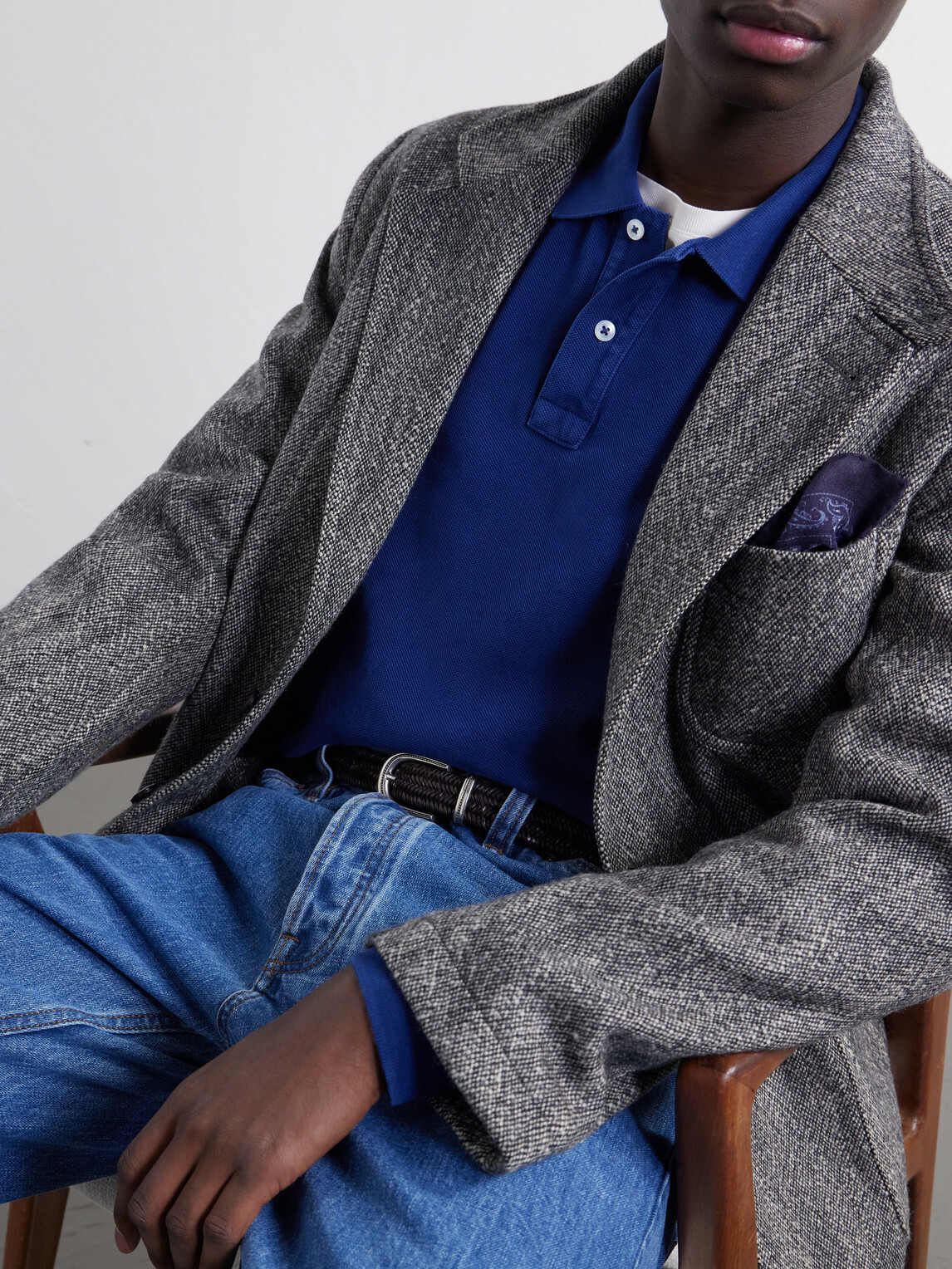 Drake's - Indigo-Dyed Cotton-Piqué Polo Shirt - Blue