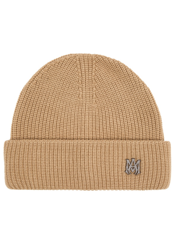 Photo: Amiri MA Logo Ribbed Wool Beanie - Beige - One Size