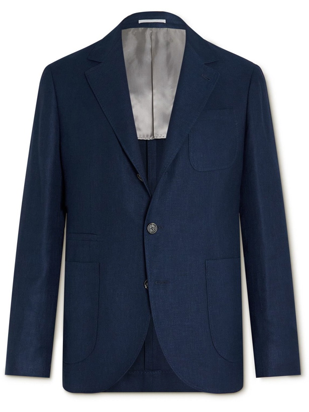 Photo: Brunello Cucinelli - Linen, Wool and Silk-Blend Suit Jacket - Blue