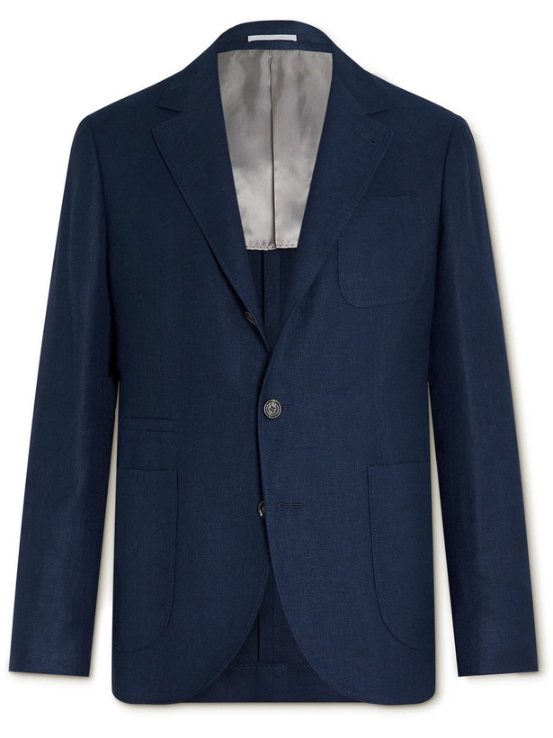 Photo: Brunello Cucinelli - Linen, Wool and Silk-Blend Suit Jacket - Blue