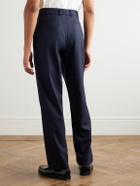 De Bonne Facture - Straight-Leg Pleated Super 130s Wool Suit Trousers - Blue