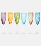 Polspotten Cuttings set of 6 champagne flute glasses