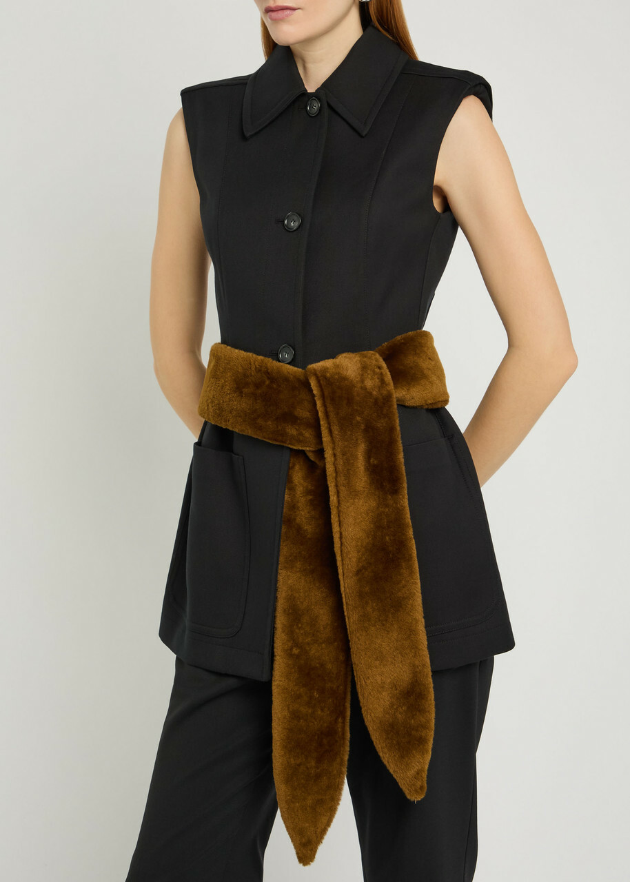 Nour Hammour Shearling Sash Belt - Brown - One Size