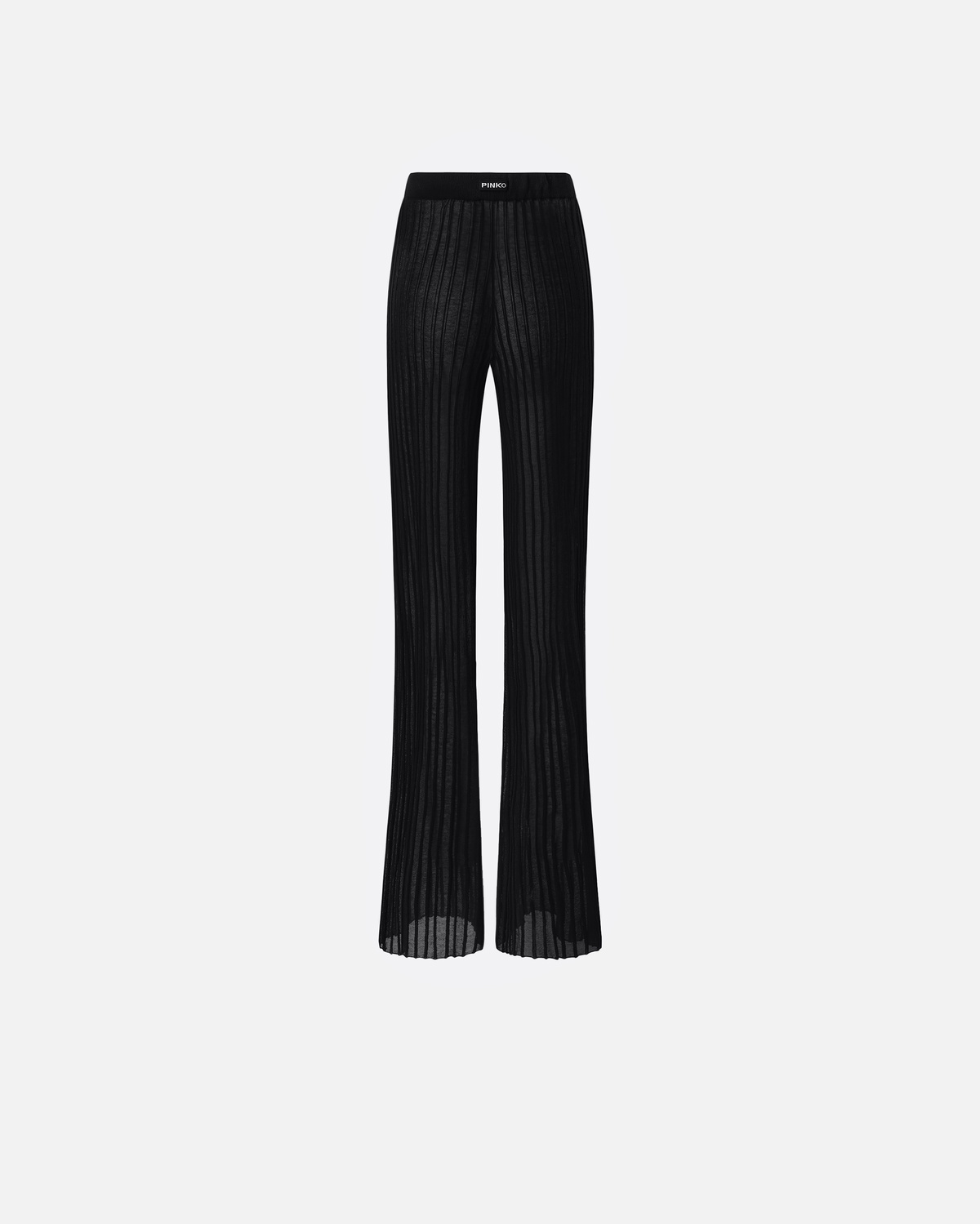 Pinko Lightweight Semi Sheer Ribbed Trousers Limo Black Pinko