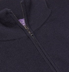 Ralph Lauren Purple Label - Waffle-Knit Merino Wool and Cashmere-Blend Half-Zip Sweater - Men - Navy