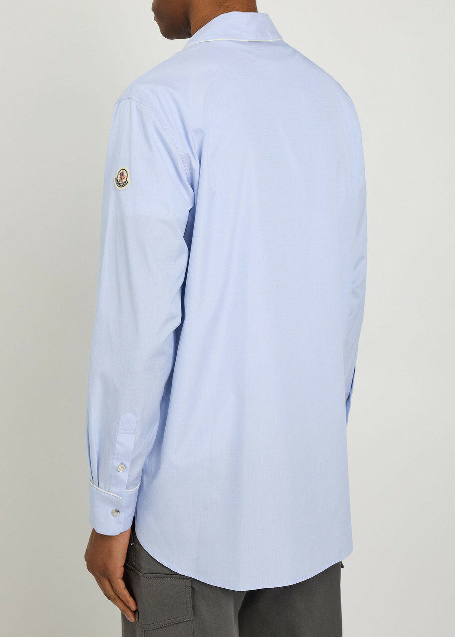 Moncler Logo-appliquéd Cotton Shirt Blue