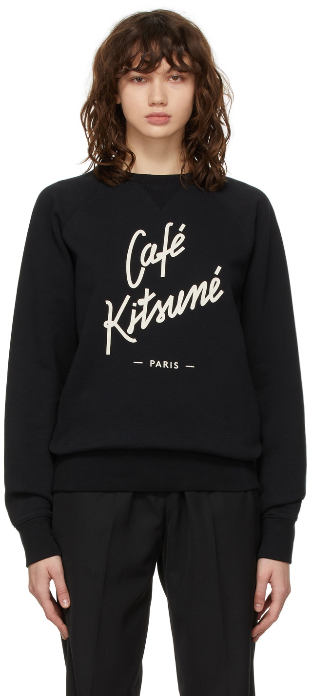 Maison Kitsun Black Caf Kitsun Sweatshirt Maison Kitsune