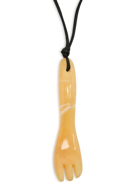Photo: Lemaire Gua Sha Fork Aragonite and Leather Necklace - Yellow - One Size