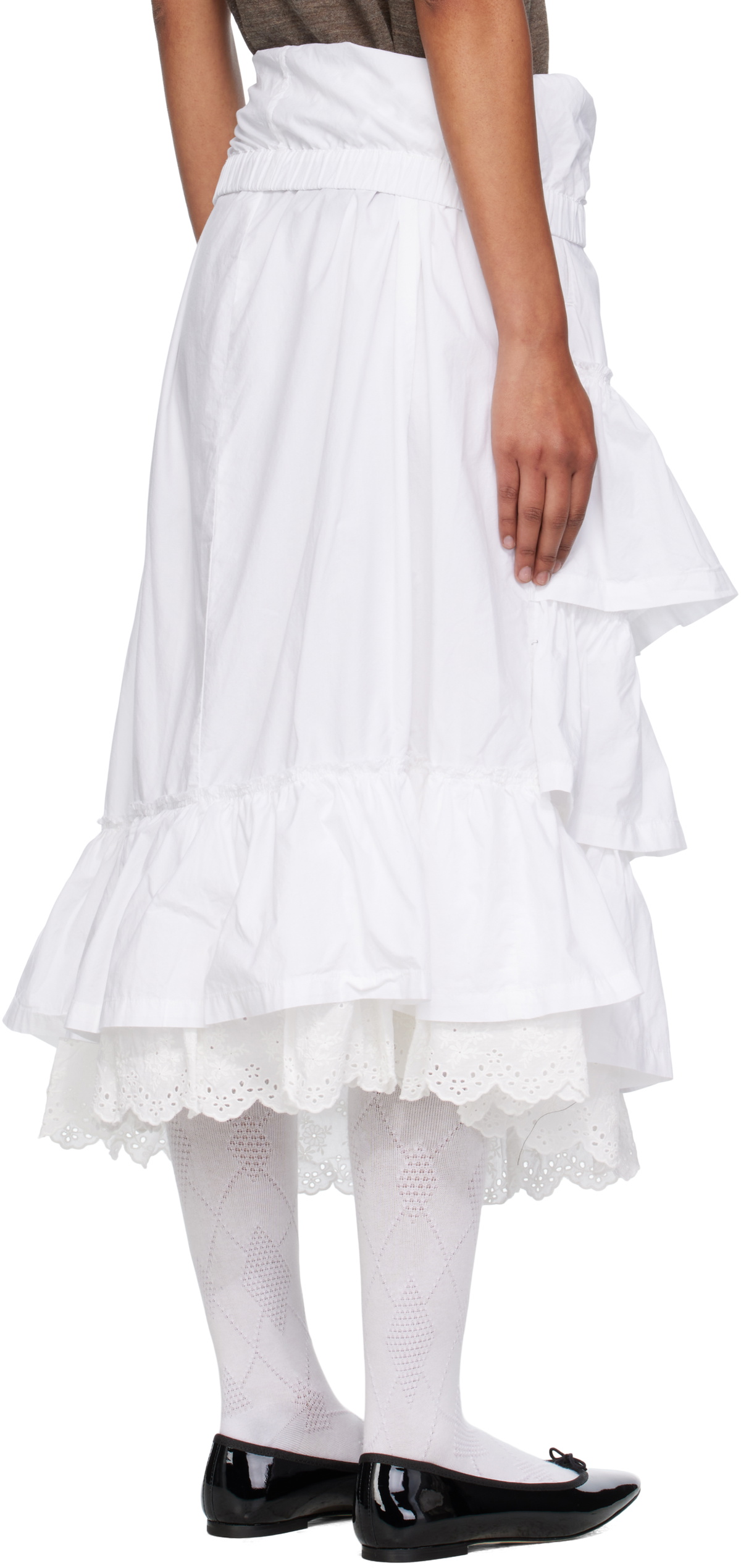 OPEN YY White Rolled Waist Tiered Midi Skirt