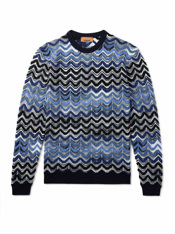 Photo: Missoni - Slim-Fit Striped Wool Sweater - Blue