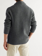 Boglioli - Shawl-Collar Ribbed Virgin Wool Cardigan - Gray