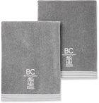 Brunello Cucinelli - Set of Two Logo-Embroidered Cotton-Terry Towels - Gray