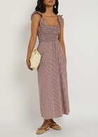 Faithfull The Brand Eudora Gingham Stretch-cotton Midi Dress Red