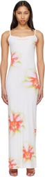 Casablanca Off-White Glitch Orchid Soft Ribbed Maxi Dress