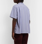 nanamica - Camp-Collar Patchwork Striped Poplin Shirt - Blue