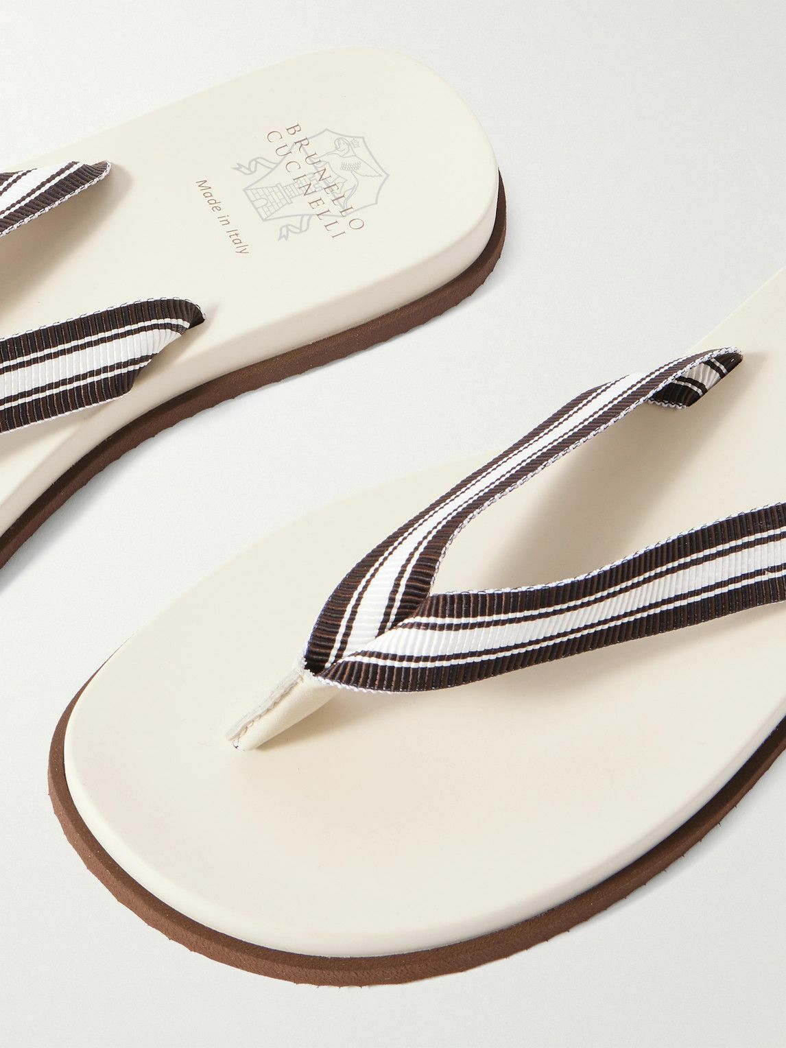 Brunello Cucinelli - Striped Grosgrain Flip Flops - Multi  display picture 1