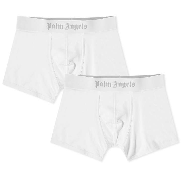 Photo: Palm Angels Men's Logo Boxers - 2 Pack in White