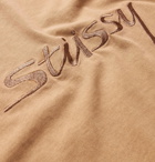 Stüssy - River Logo-Embroidered Cotton-Jersey T-Shirt - Neutrals