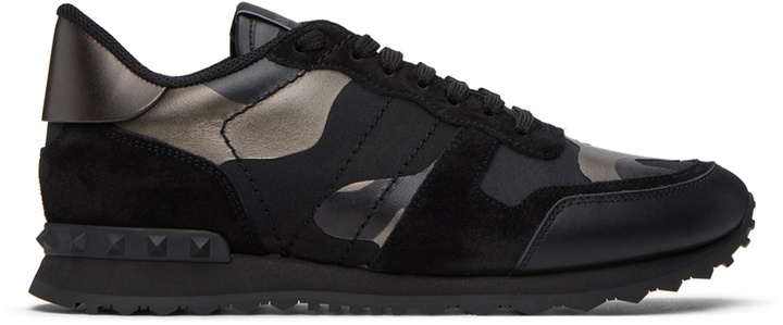 Photo: Valentino Garavani Black Rockrunner Sneakers