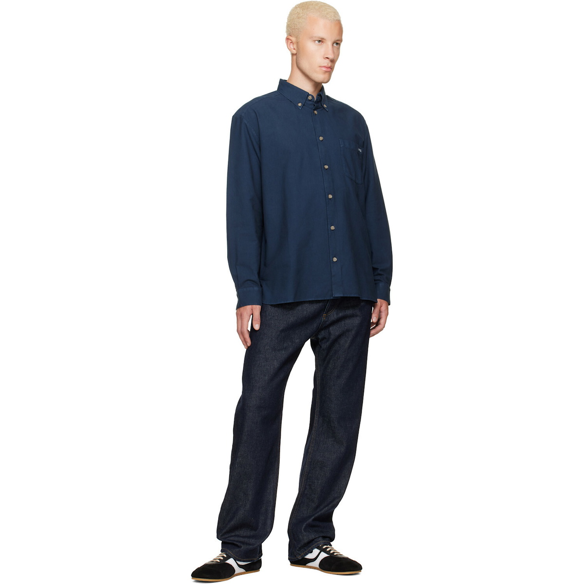 A.P.C. Blue Mateo Logo Shirt