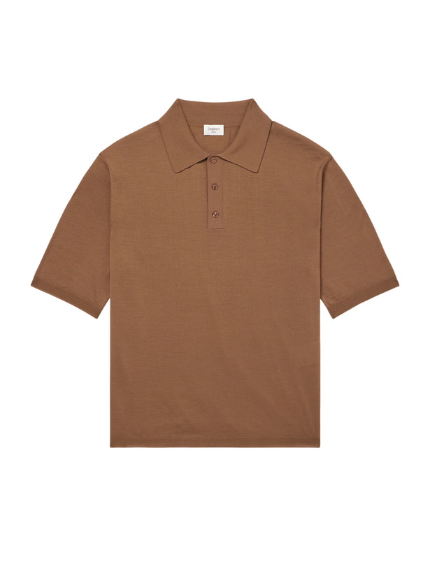 Photo: SAINT LAURENT - Wool Polo Shirt - Brown