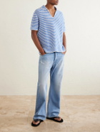 Orlebar Brown - Batten Striped Open-Knit Cotton Polo Shirt - Blue