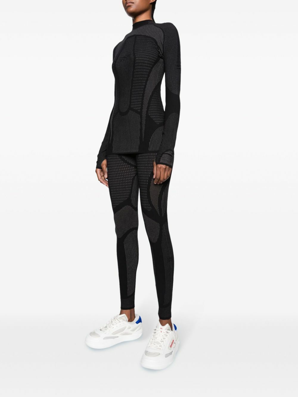 Reebok LTD Black Vector-Appliqué Mesh Top