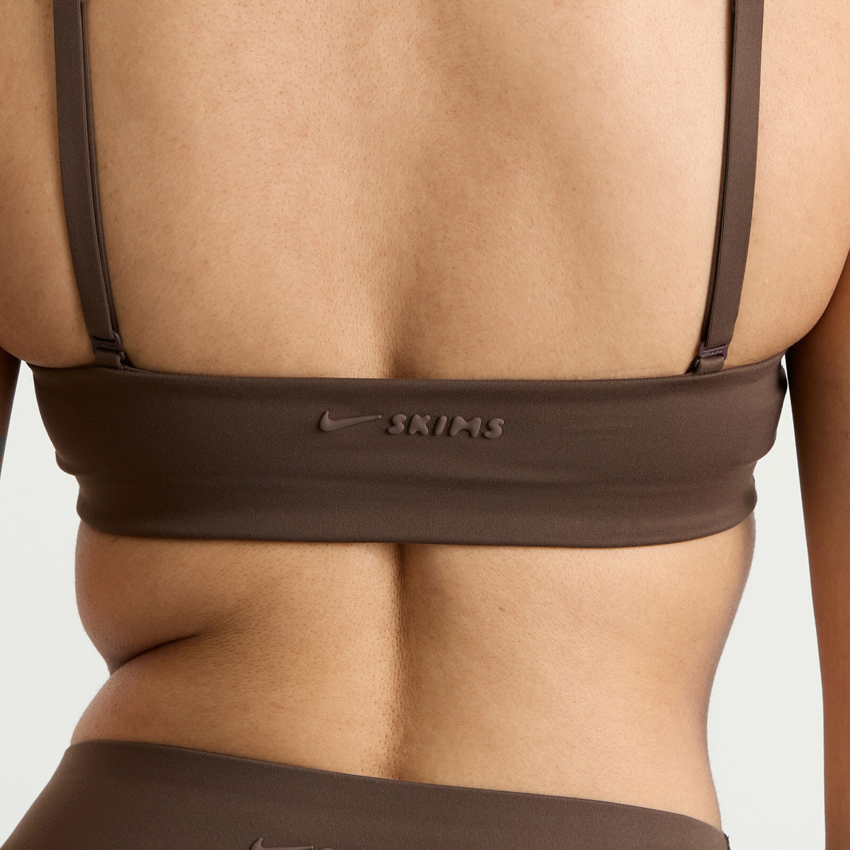 Nike Women's x SKIMS Matte Micro Scoop Bra in Dark Sepia