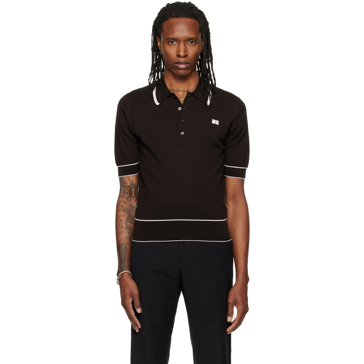 Wales Bonner Brown John Smedley Edition Blessings Polo