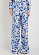 Stella Mccartney Daisy Floral-print Straight-leg Silk Trousers Blue