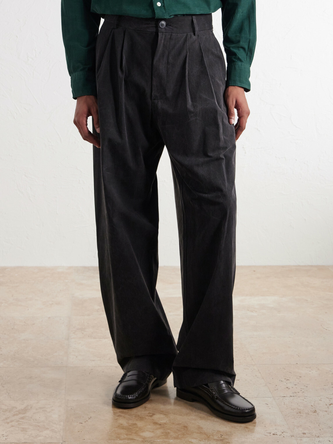 AGOLDE - Slater Straight-Leg Cotton-Moleskin Trousers - Black