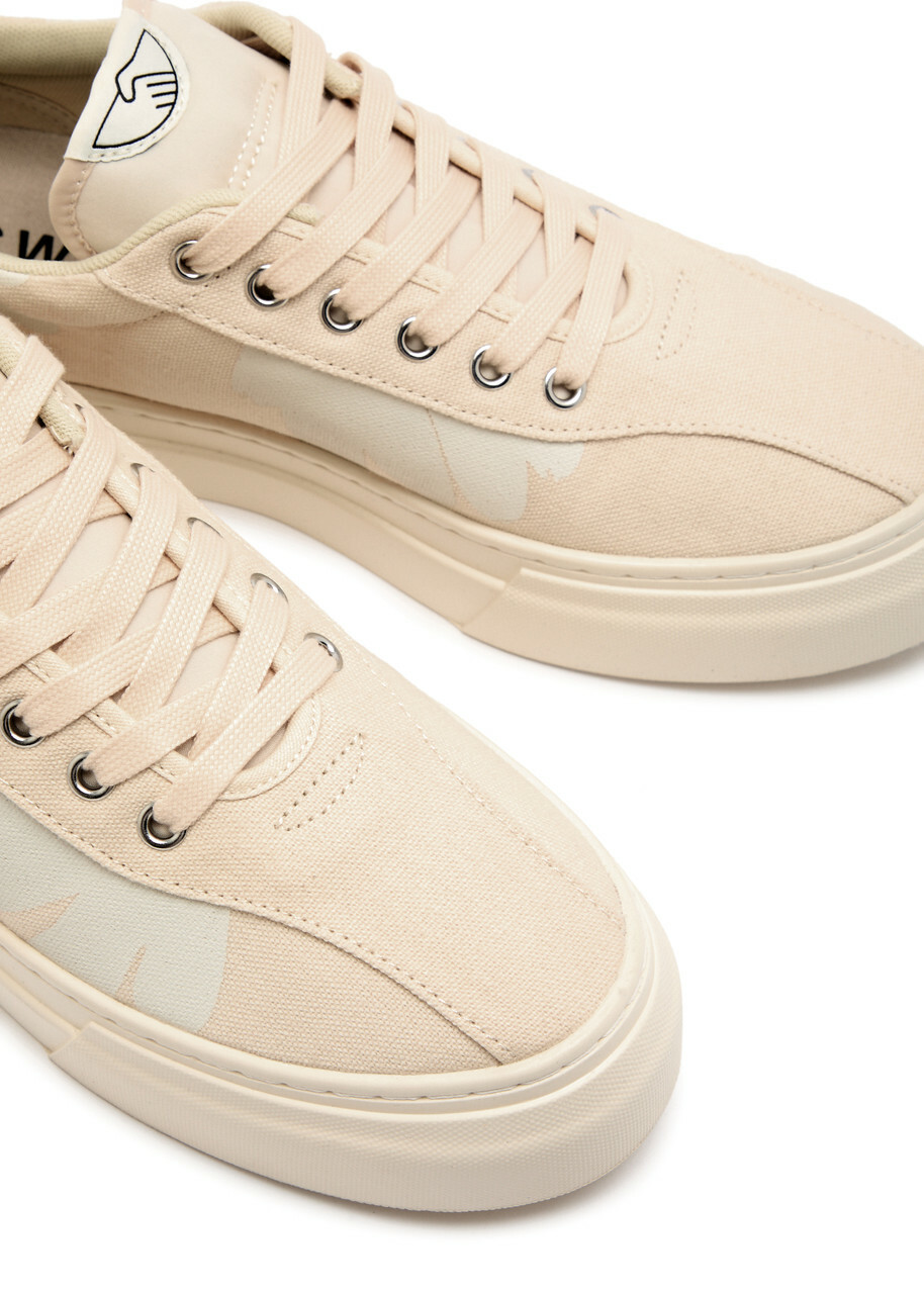 Stepney Workers Club Dellow Printed Canvas Sneakers Cream