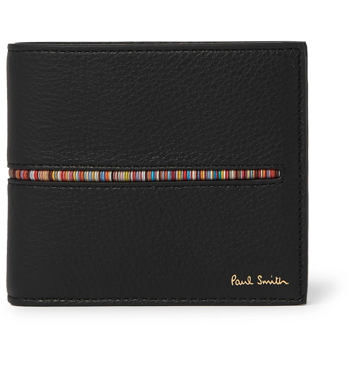 Photo: Paul Smith - Stripe-Trimmed Full-Grain Leather Billfold Wallet - Black