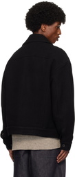 Lownn Black Wool Cashmere Workwear Jacket