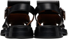 McQueen Black T-Bar Caged Sandals