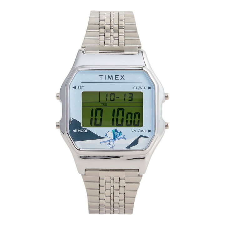 Photo: Timex Peanuts T80 Snoopy On The Slopes Watch in Silver