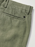 NN07 - Theo 1454 Tapered Linen Trousers - Green