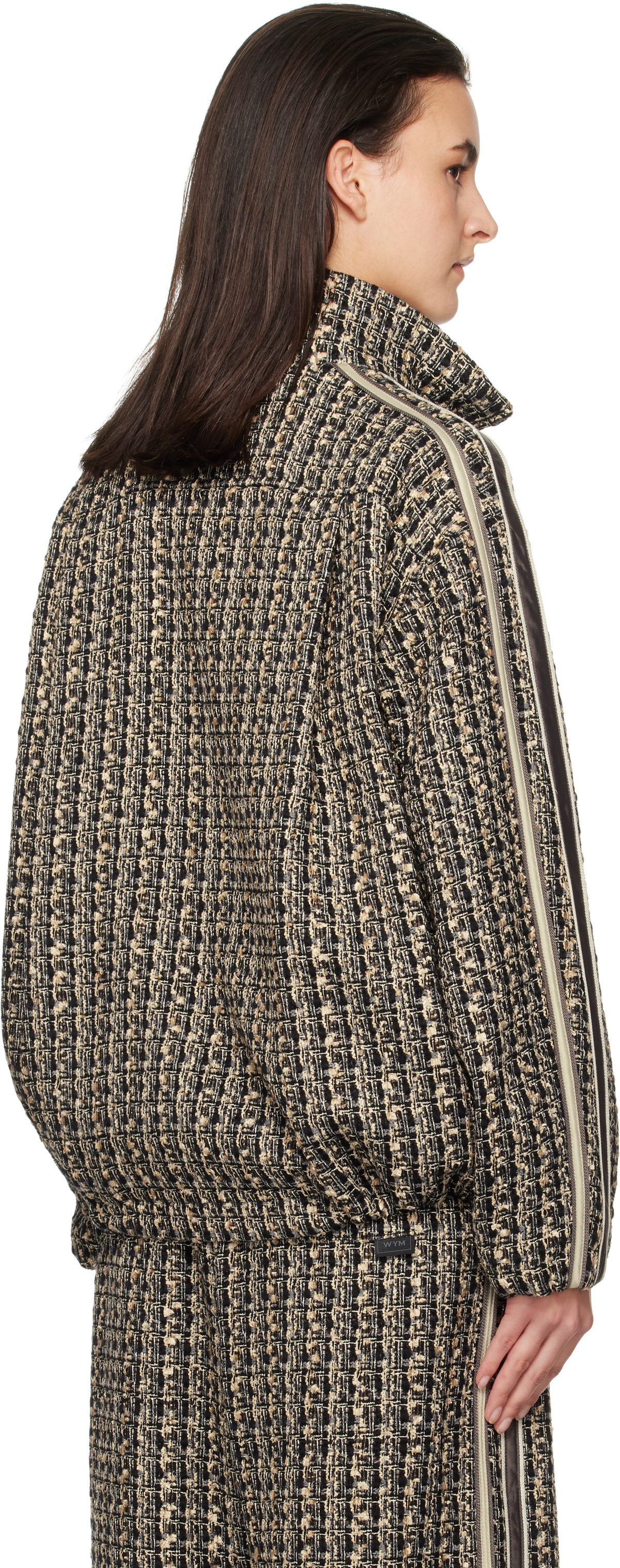 WOOYOUNGMI Gray & Black Tweed Banding Jacket