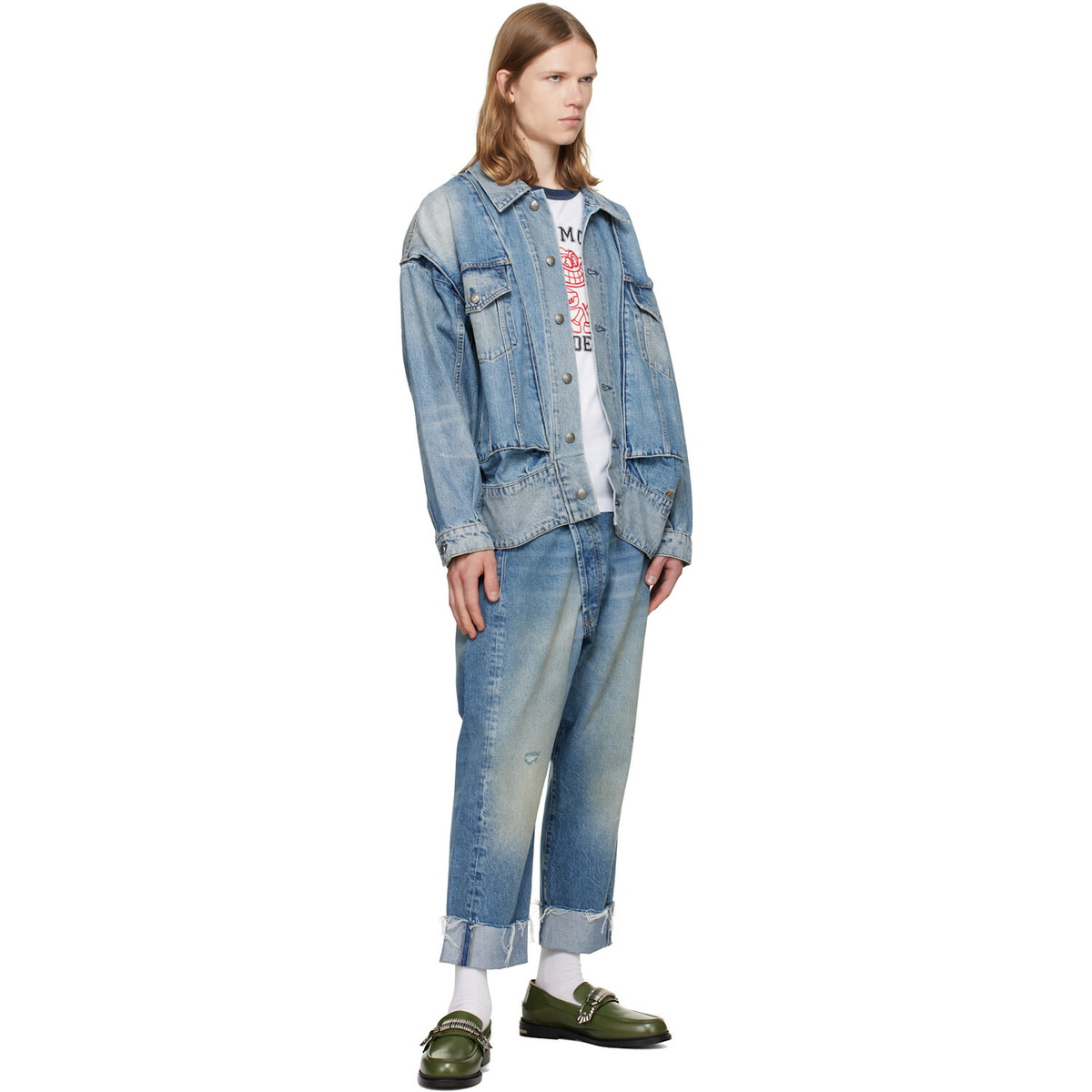 R13 Blue Roxy Moto Denim Jacket