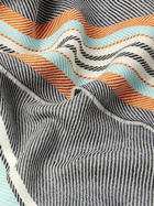 Johnstons of Elgin - Striped Wool, Silk and Linen-Blend Scarf - Orange