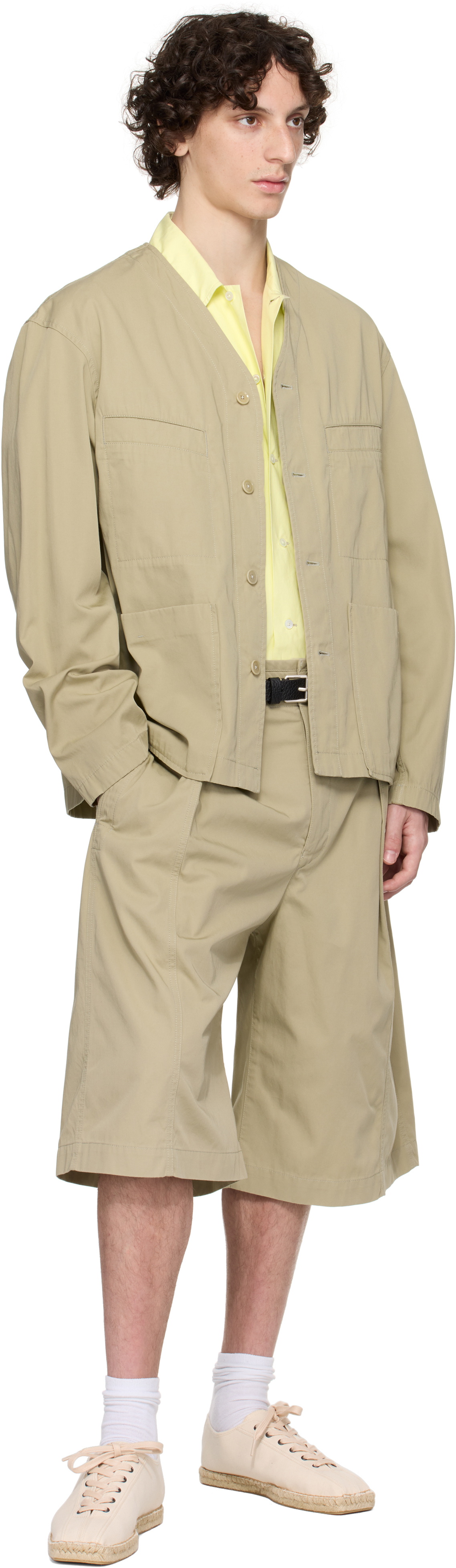 LEMAIRE Khaki Collarless Overshirt Lemaire